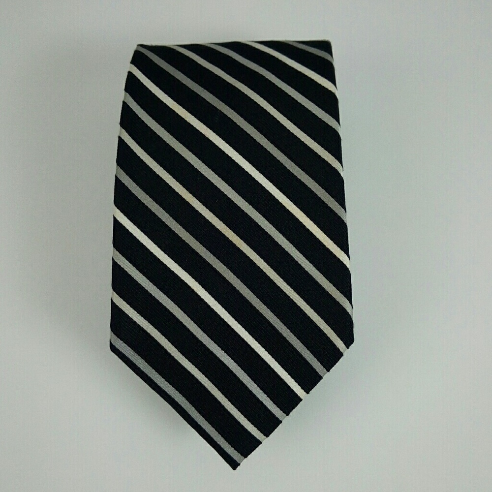 Nautica Black Silver Striped Tie 100% Silk